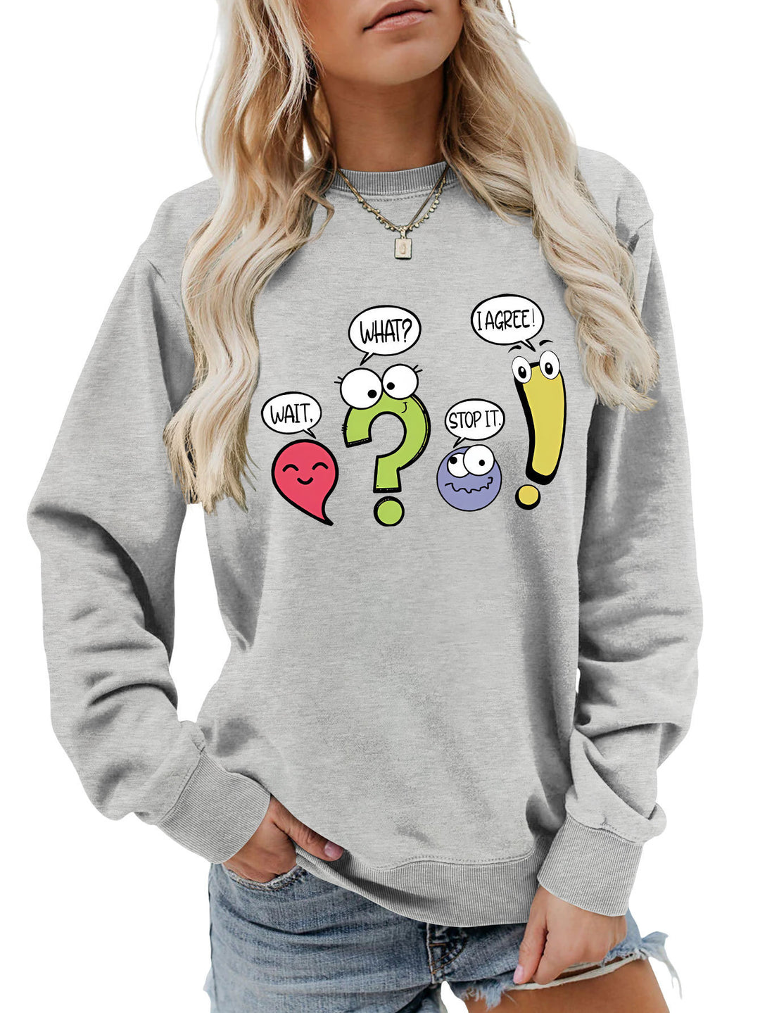 Damen lässiger Pullover mit humorvollem Print Drune