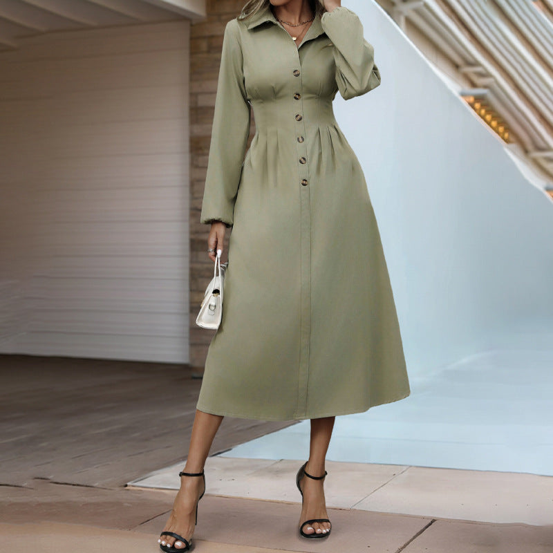 Damen Midikleid mit Knopfdetails und taillierter Silhouette Drune