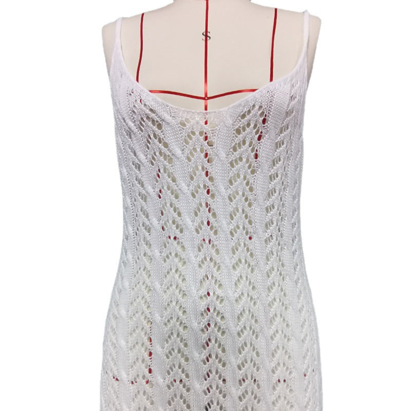Damen eleganter und transparenter Häkel-Strandüberwurf Drune