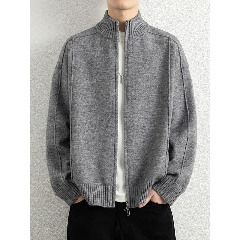 Herren Hochwertiger Strickjacke mit Stehkragen Drune