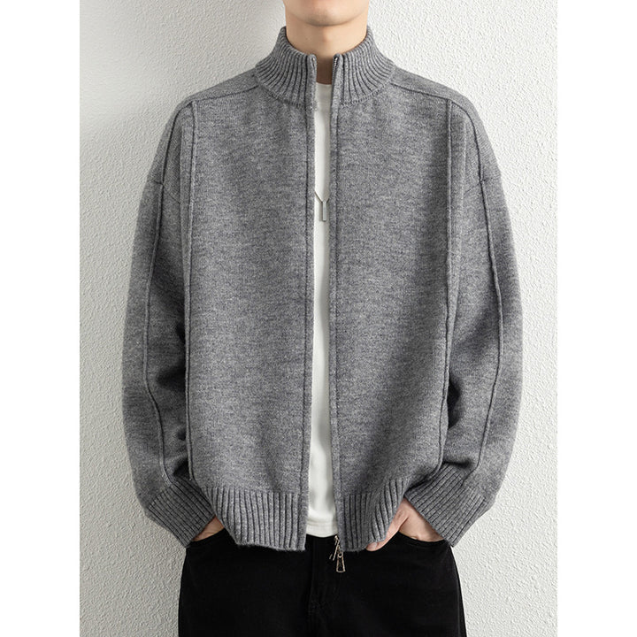 Herren Hochwertiger Strickjacke mit Stehkragen Drune