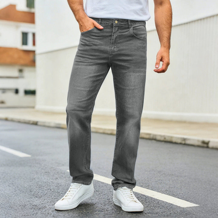 Herren nan lässige Straight-Leg-Jeans mit mittlerer Bundhöhe und Komfortstretch Drune