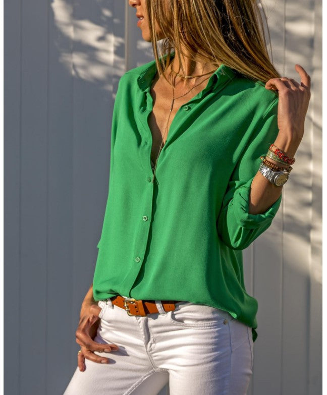 Damen Lockere Bluse mit modernem Schnitt und bedeutenden Knopfdetails Drune