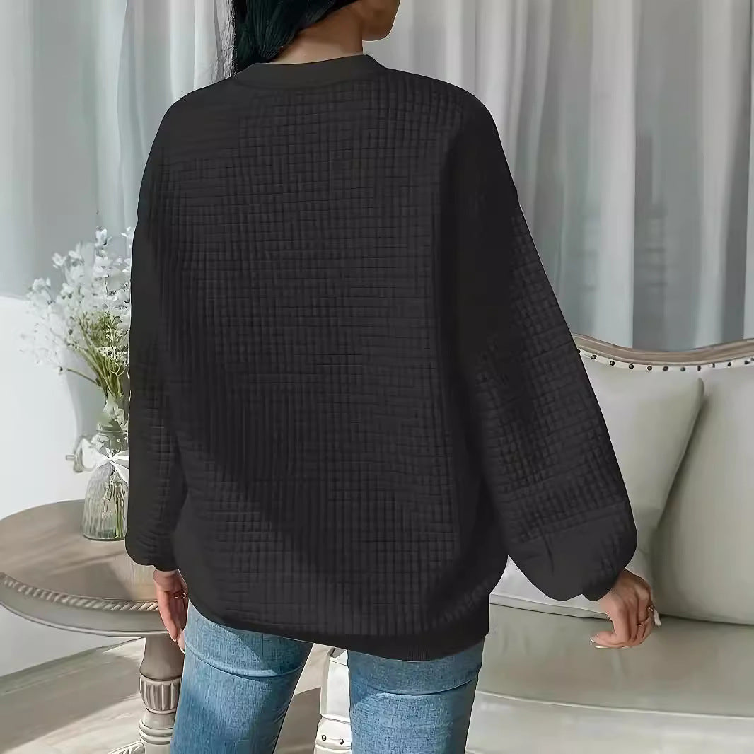 Damen Pullover mit strukturiertem Waffeldesign und lässigem Schnitt Drune