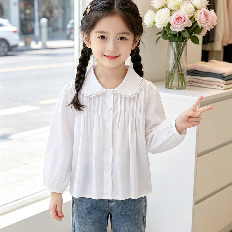 Mädchen Bluse mit Rüschendetails und elegantem Kragen Drune