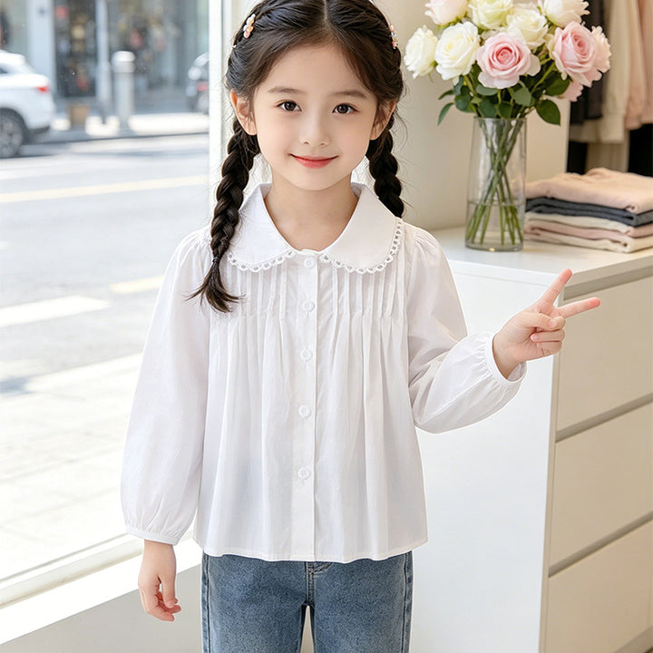 Mädchen Bluse mit Rüschendetails und elegantem Kragen Drune