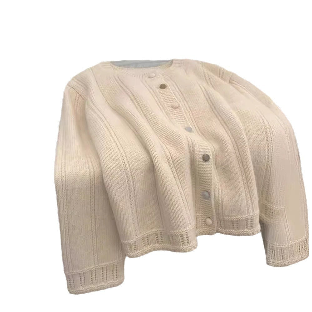 Damen Grobstrick-Cardigan mit geschmackvollem Knopfverschluss und weiten Ärmeln Drune