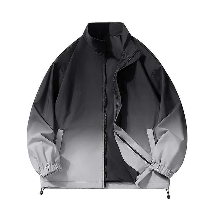 Herren leichte Farbverlauf Windbreakerjacke mit Stehkragen, durchgehendem Reißverschluss & Kordelzugsaum Drune