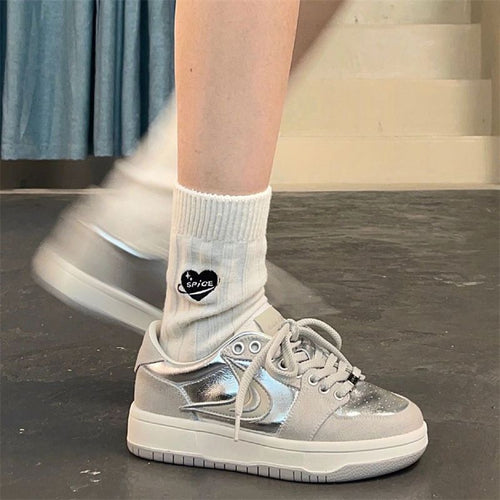 Damen Sportliche Sneakers mit reflektierendem Obermaterial und gepolsterter Innensohle Drune