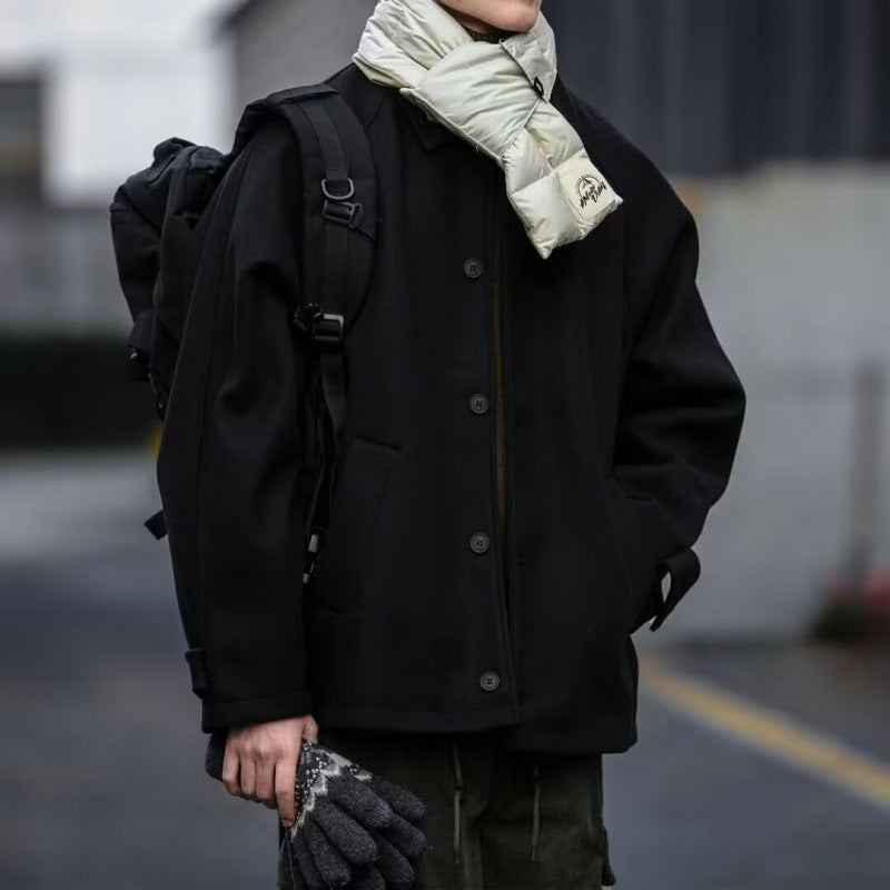 Herren modische Oversize-Jacke mit Knopfleiste und praktischen Taschen Drune