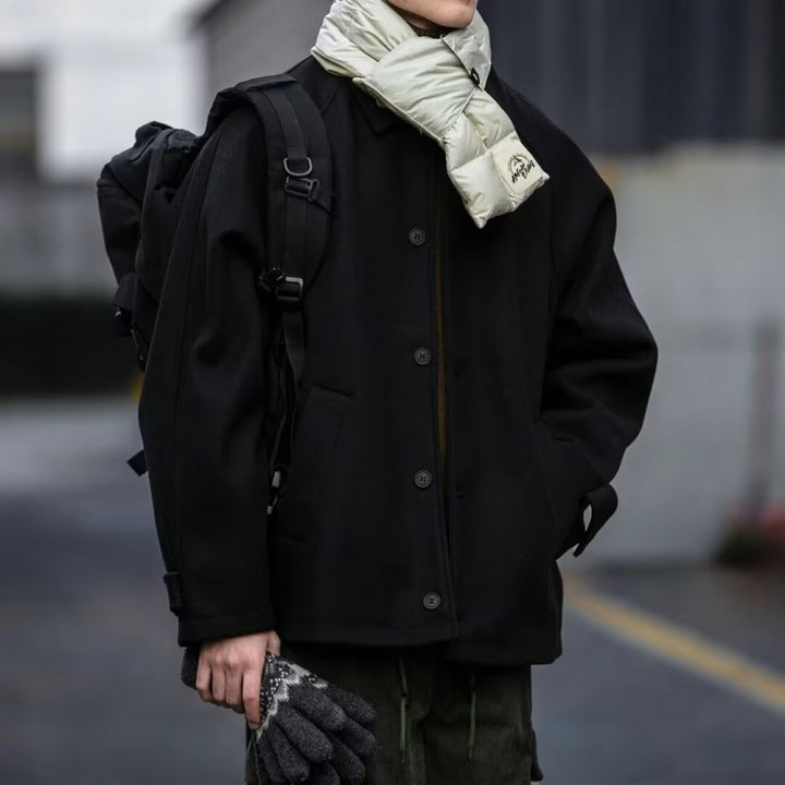 Herren modische Oversize-Jacke mit Knopfleiste und praktischen Taschen Drune