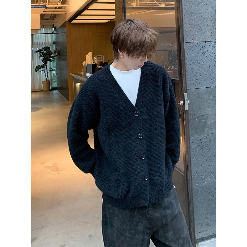 Herren Klassische Strickjacke mit Knopfleiste Drune