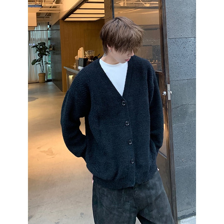 Herren Klassische Strickjacke mit Knopfleiste Drune