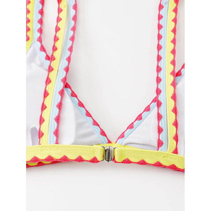 Damen Triangel-Bikinioberteil mit buntem Rüschenrand Drune