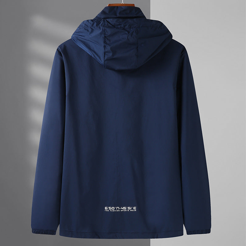 Herren Ultraleichte Packbare Kapuzen-Outdoorjacke mit Zwei-Wege-Reißverschluss Drune