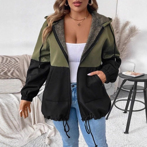Damen lässige Übergangsjacke mit doppellagigem Fleece und verstellbarem Saum Drune