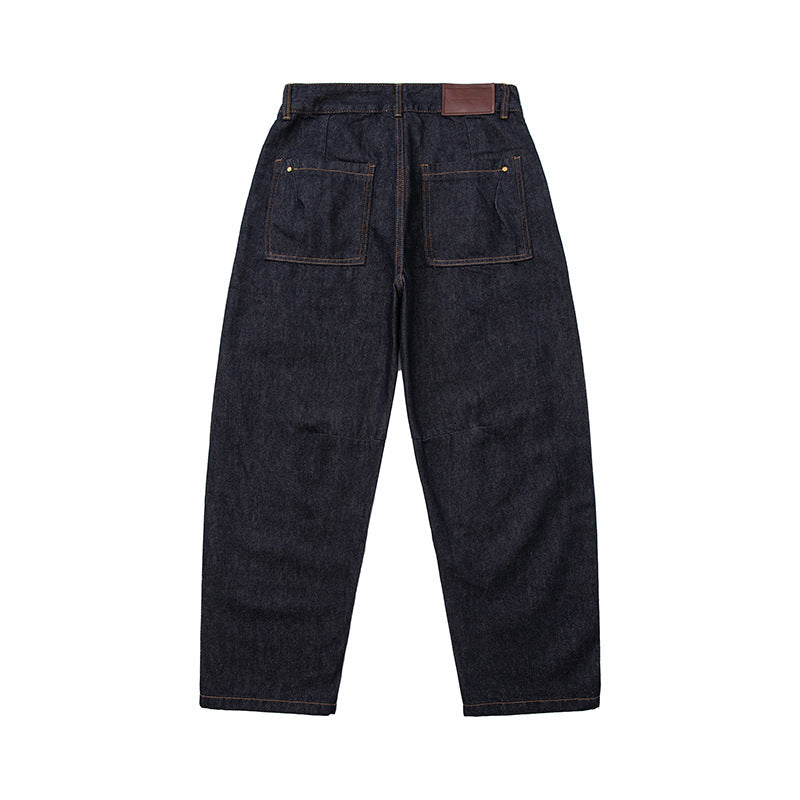 Damen High‑Waist kurzgeschnittene Jeans mit weitem Bein, Einsatznähten und Utility‑Taschen Drune