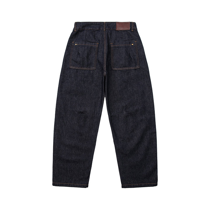 Damen High‑Waist kurzgeschnittene Jeans mit weitem Bein, Einsatznähten und Utility‑Taschen Drune