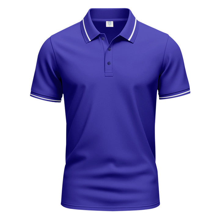 Herren nan atmungsaktives Interlock-Poloshirt mit Kontrast-Tipping, kurzer Knopfleiste und schmaler Silhouette Drune