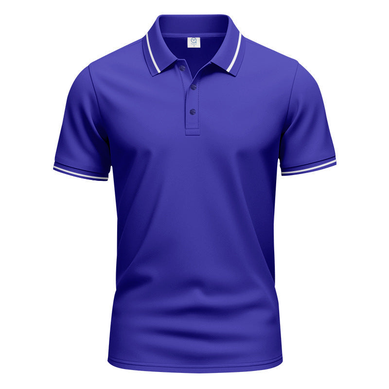 Herren nan atmungsaktives Interlock-Poloshirt mit Kontrast-Tipping, kurzer Knopfleiste und schmaler Silhouette Drune