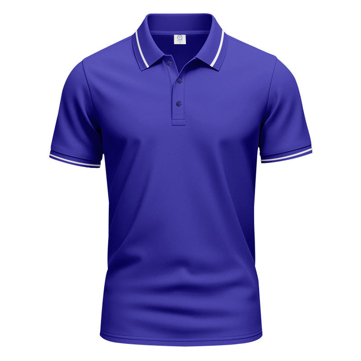 Herren nan atmungsaktives Interlock-Poloshirt mit Kontrast-Tipping, kurzer Knopfleiste und schmaler Silhouette Drune