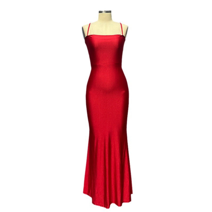 Damen Elegantes figurbetontes Abendkleid mit feinen Spaghettiträgern Drune