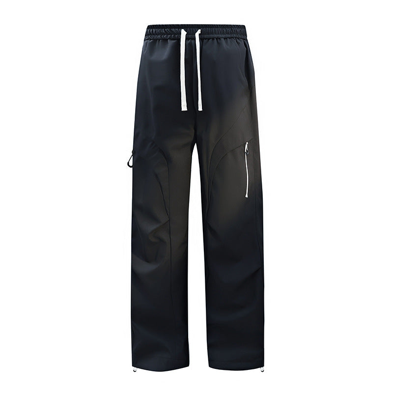 Unisex Wasserabweisende technische Cargo-Hose mit weitem Bein, Reißverschlusstaschen und Kordelzug Drune