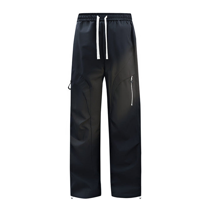 Unisex Wasserabweisende technische Cargo-Hose mit weitem Bein, Reißverschlusstaschen und Kordelzug Drune