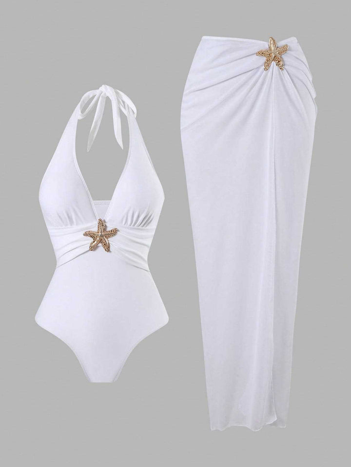 Damen Eleganter Badeanzug mit vielseitigem Wickelrock Drune