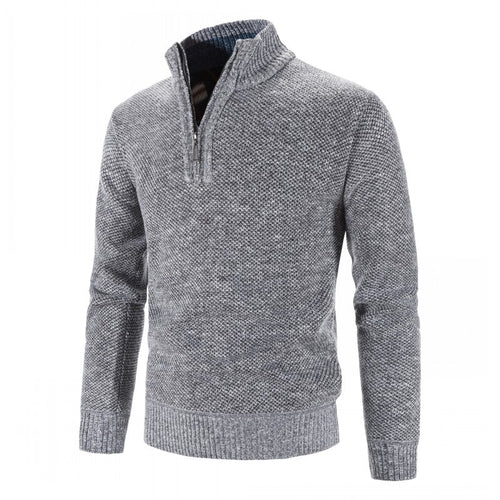 Herren nan Strickpullover mit Halbzip, hohem Stehkragen und strukturierter Waffelstrick-Optik Drune