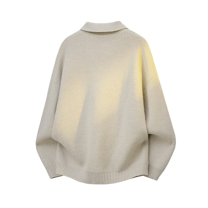 Damen Oversize Strick-Polo mit offenem V-Ausschnitt, Raglanärmeln & verlängertem Rückensaum Drune