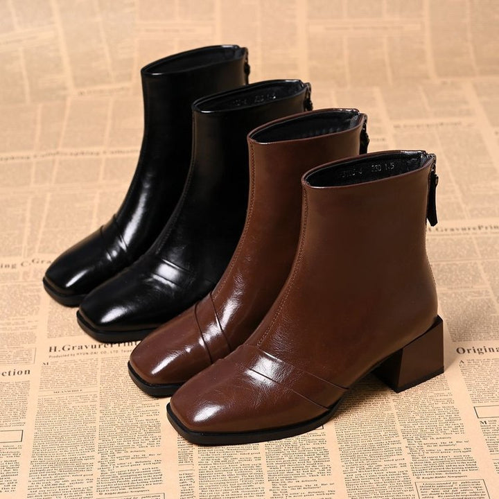 Damen Elegante Stiefeletten mit Blockabsatz Drune