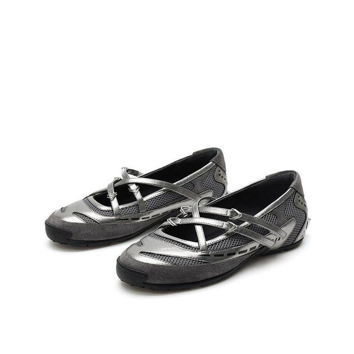 Damen Freizeit-Ballerinas mit atmungsaktivem Obermaterial und flexiblem Riemchen Drune