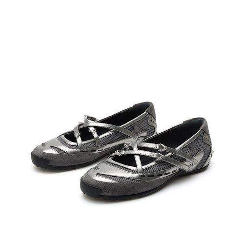 Damen Freizeit-Ballerinas mit atmungsaktivem Obermaterial und flexiblem Riemchen Drune