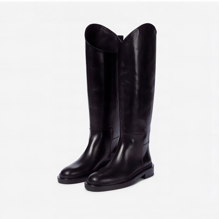 Damen Tall Leder Reitstiefel Drune