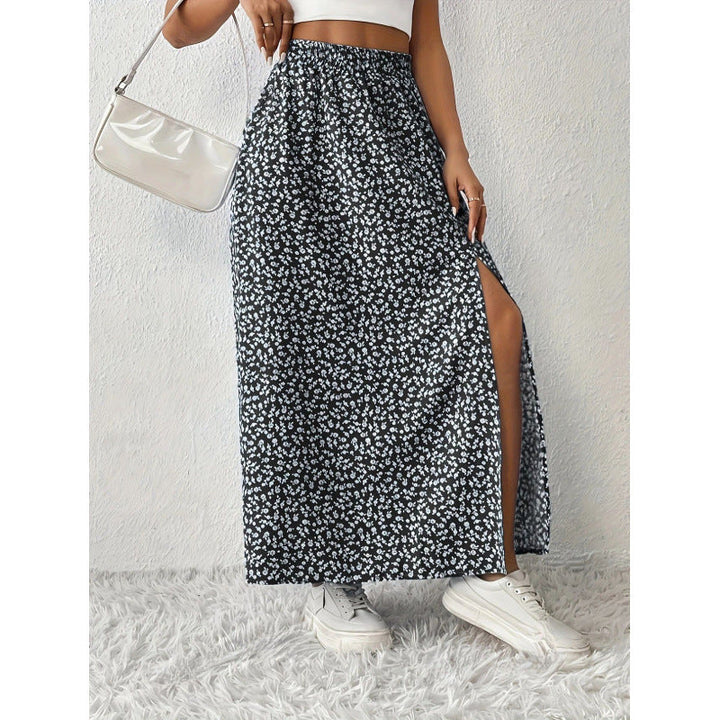 Damen Maxirock mit floralem Muster und seitlichem Schlitz Drune