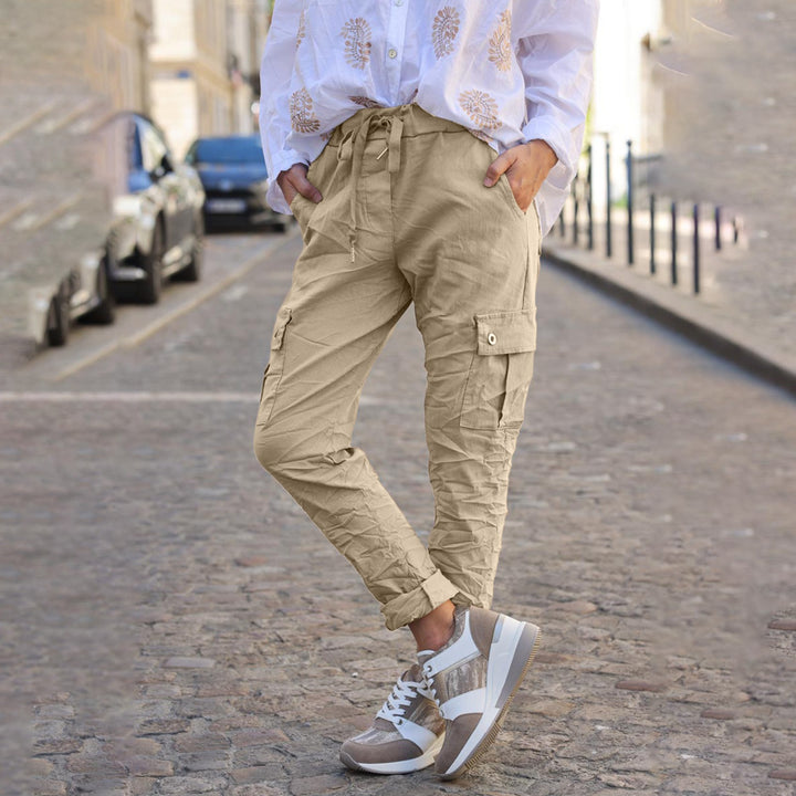 Damen Cargo-Style Hose mit elastischem Bund und praktischen Taschen Drune