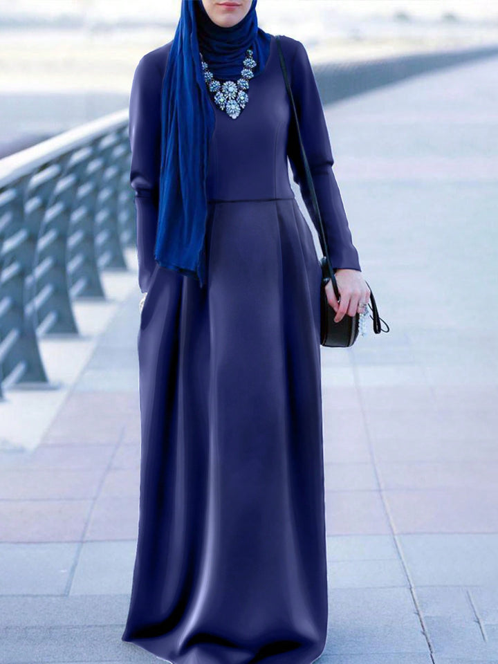 Damen Elegantes Maxikleid mit langem Arm und fließendem Schnitt Drune