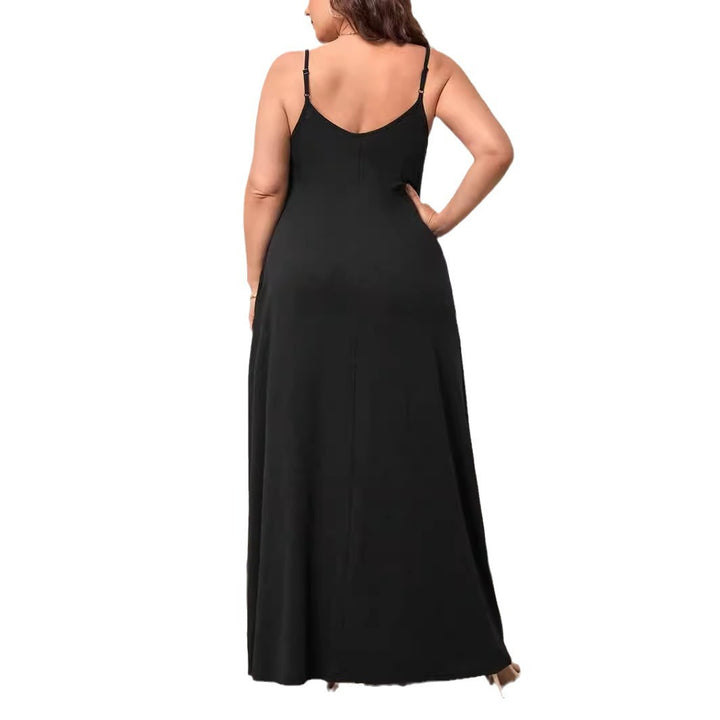 Damen Maxikleid mit schmalen Spagettiträgern und praktischen Seitentaschen Drune
