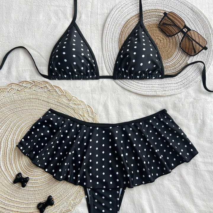 Damen Triangel-Bikini mit gerafftem Volant Drune