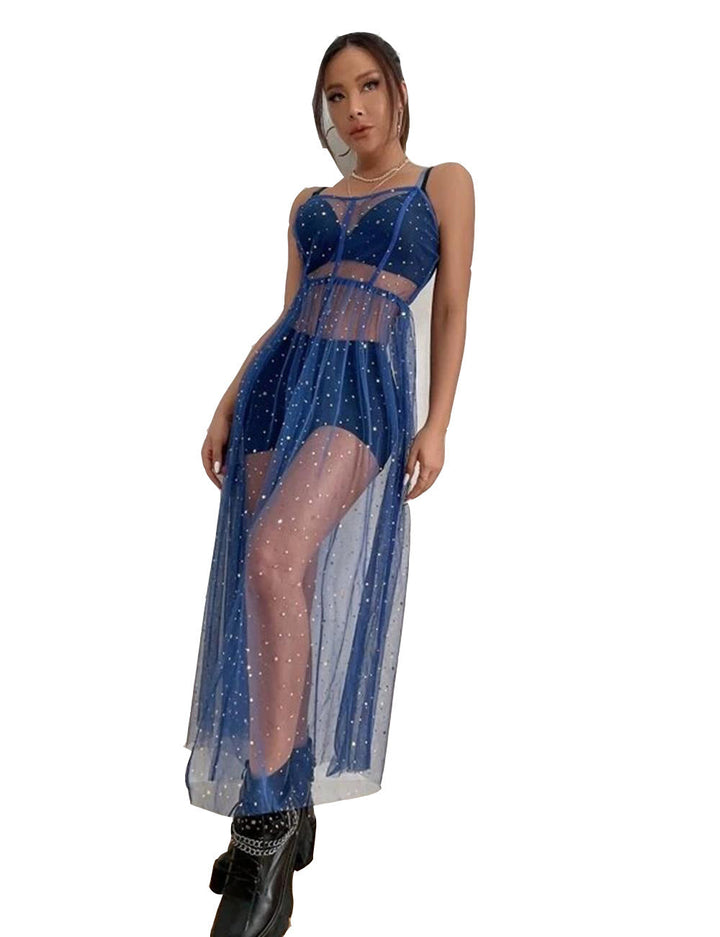 Damen Transparente Abendrobe mit funkelnden Akzenten und femininer Passform Drune