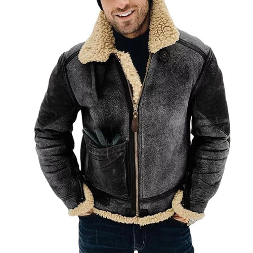 Herren Pilotenjacke mit Sherpa-Innenfutter und Wildlederoptik Drune