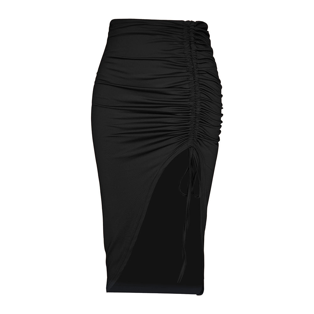 Damen Maxi-Rock mit hohem Schlitz und raffiniertem Rüschendesign Drune