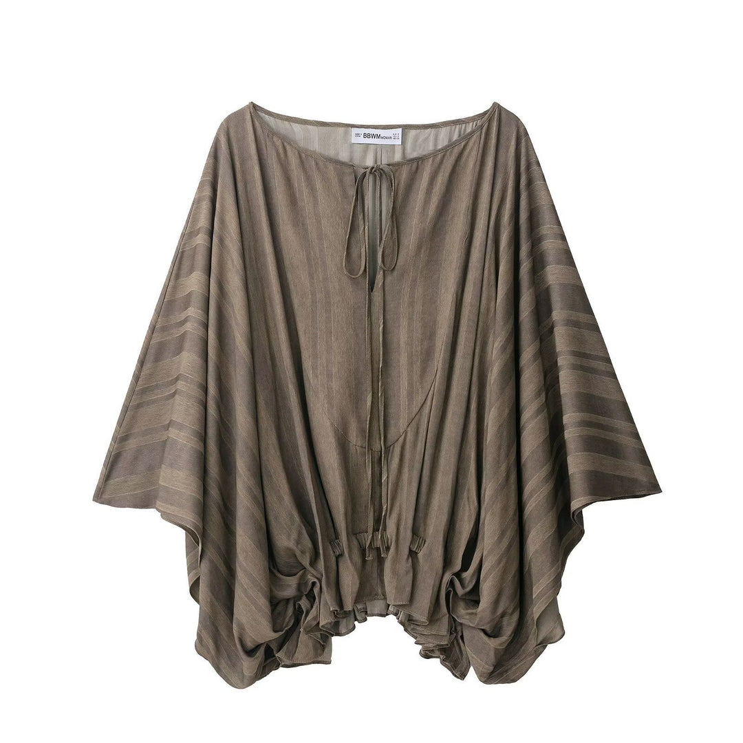 Damen Kaftan-Poncho mit Tunnelzug und V-Ausschnitt Drune