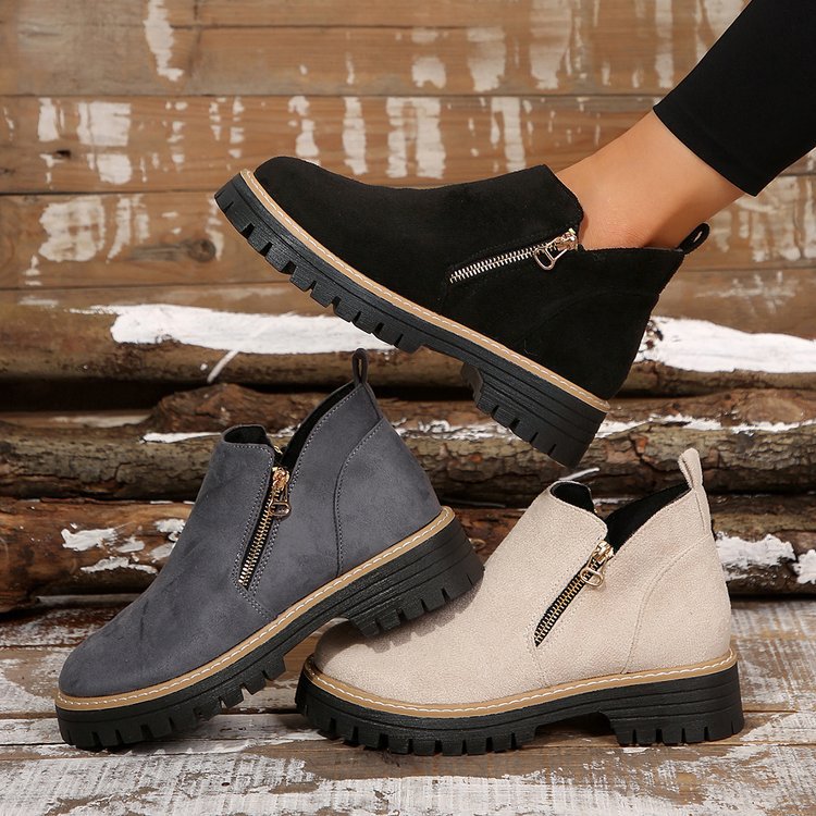 Damen Chelsea-Stiefelette mit profilierter Gummisohle und seitlichem Reißverschluss Drune