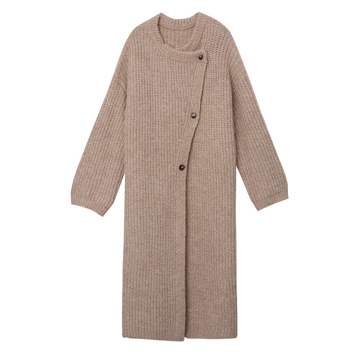 Damen langer Strickmantel mit strukturiertem Muster Drune