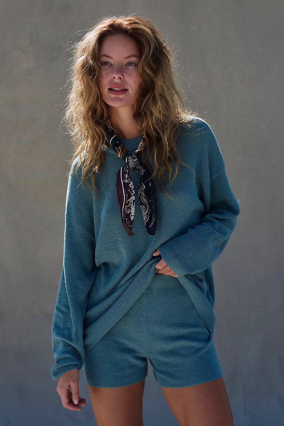 Damen modisches lässiges Strickkleid mit kragenähnlichem Oberteil Drune