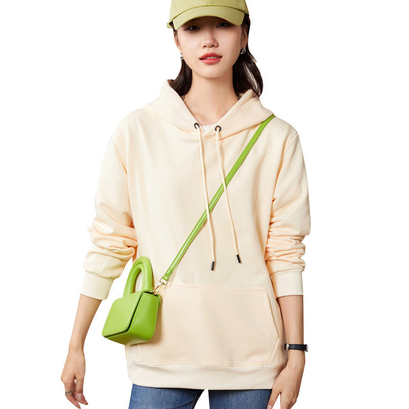 Damen Oversize-Kapuzenpullover aus Baumwoll-Mix mit Kängurutasche und gerippten Bündchen Drune