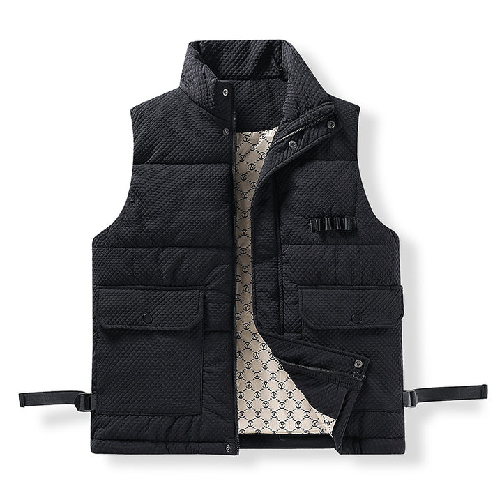 Herren Utility-Steppweste mit Thermofutter, Fronttaschen und verstellbaren Seitengurten Drune