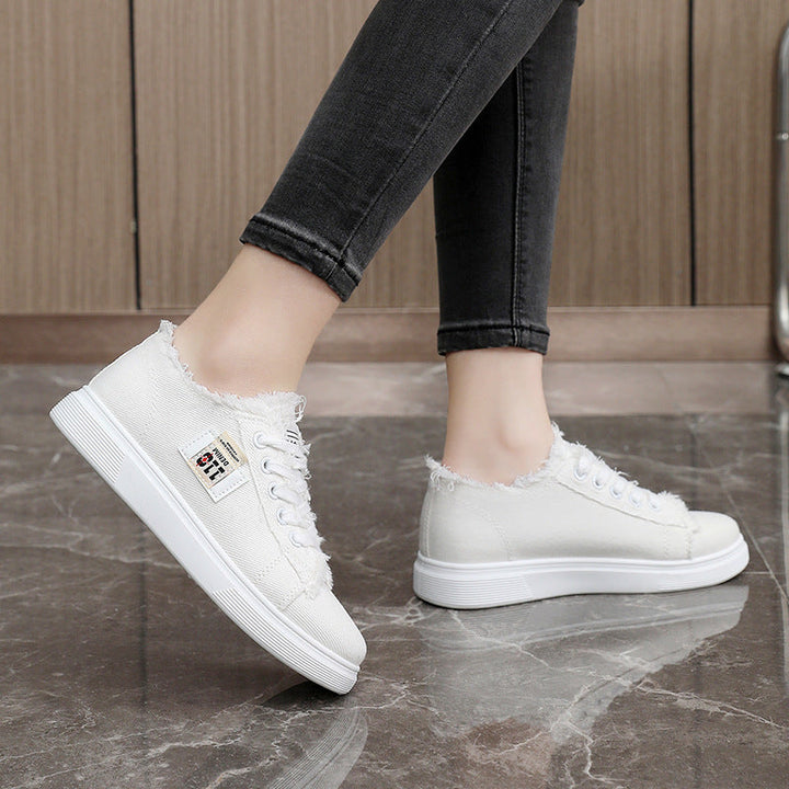 Damen lässige Sneaker mit modischem Used-Look und elastischem Schnürsystem Drune